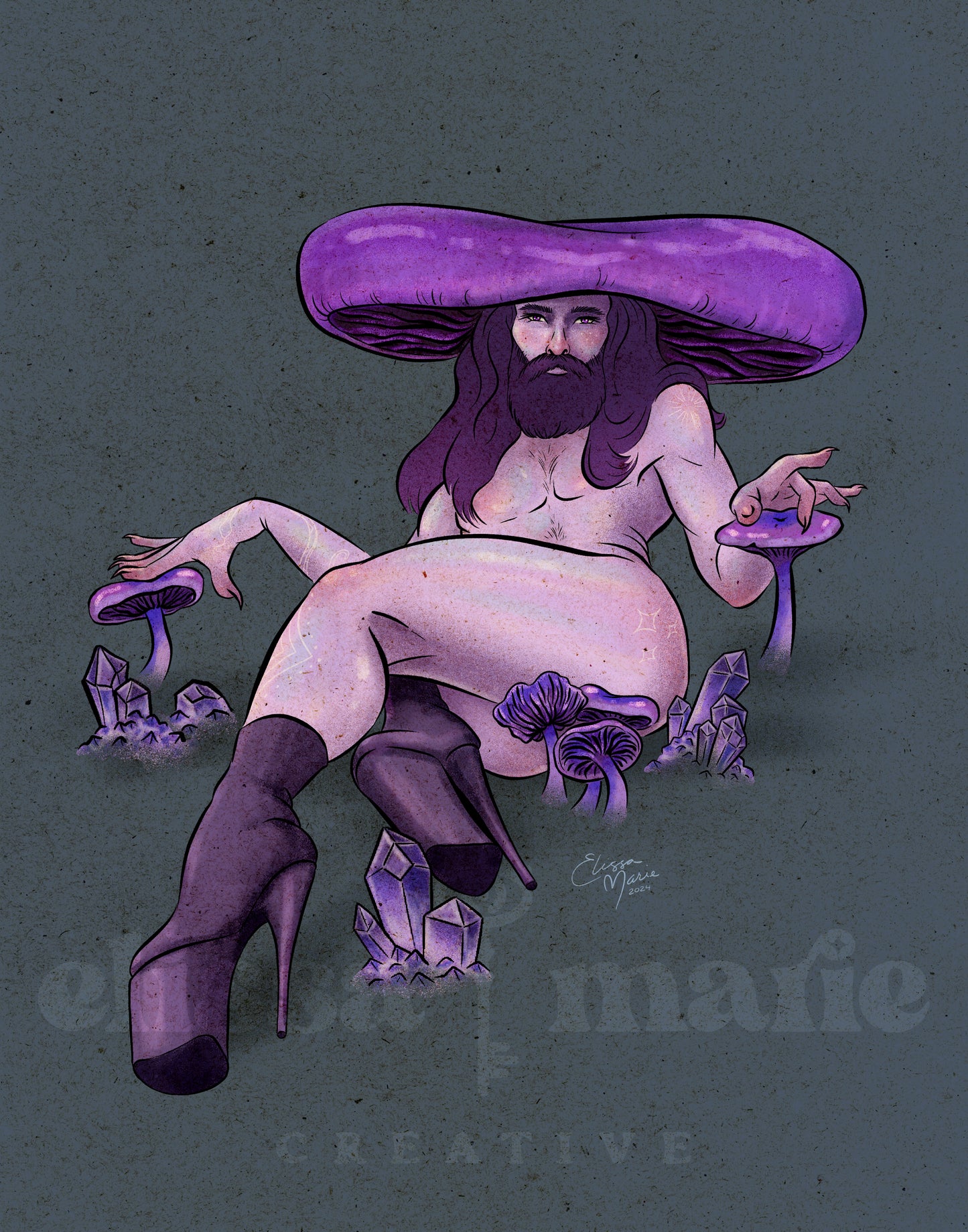 Amethyst Deceiver Mushroom Pinup Art Print