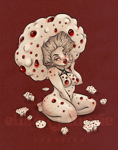 Devil's Tooth Mushroom Pinup Art Print