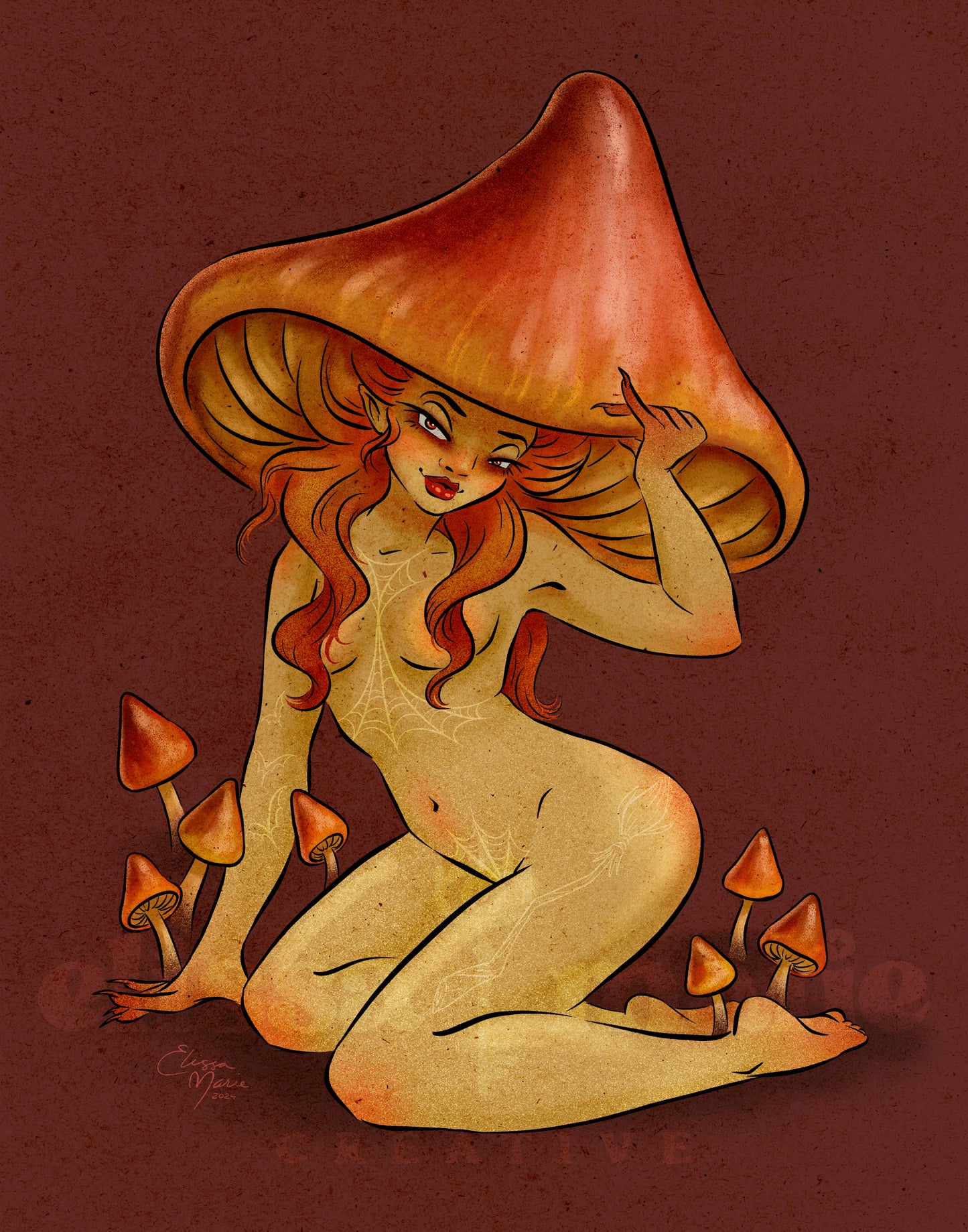 Witch's Hat Mushroom Pinup Art Print