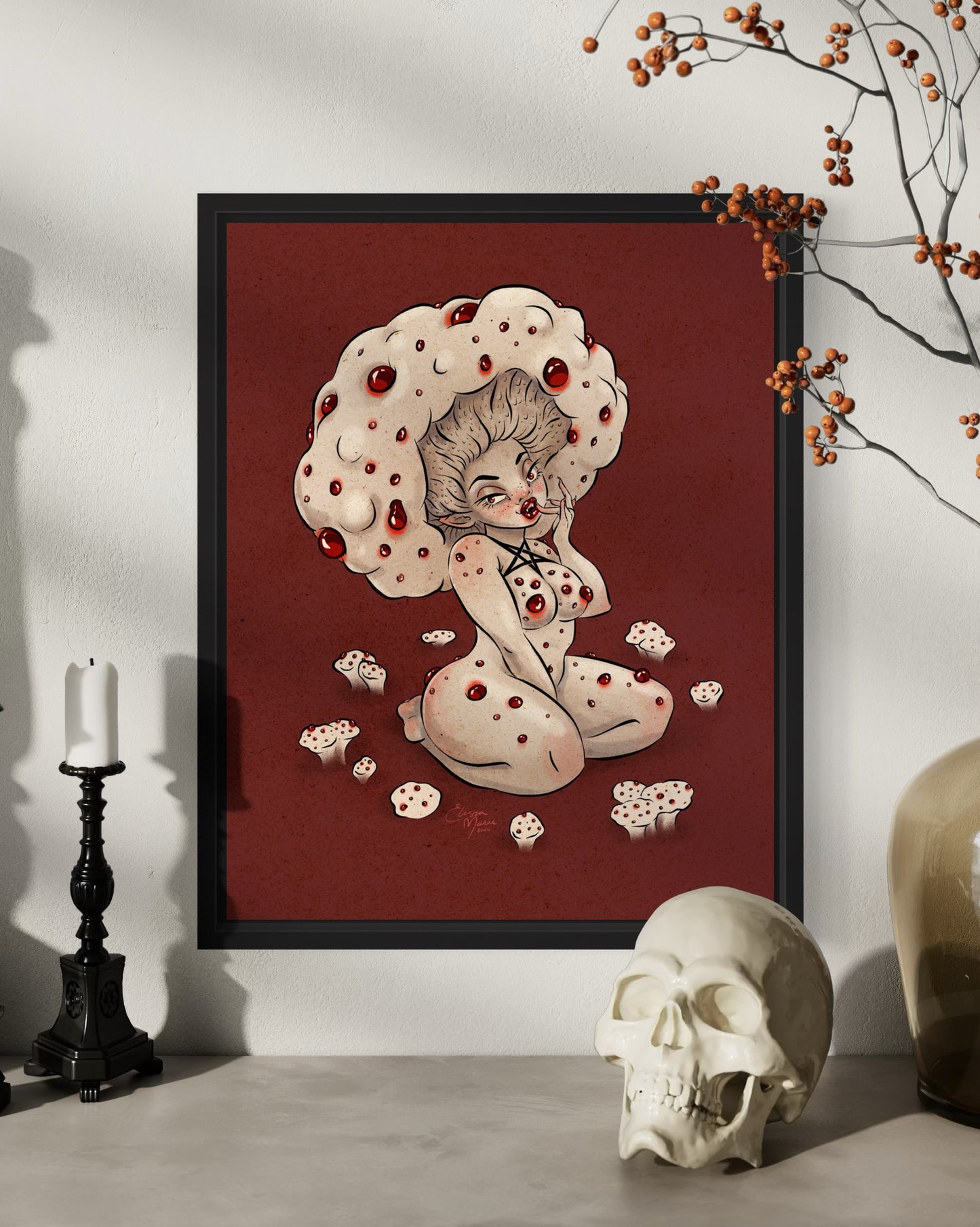 Devil's Tooth Mushroom Pinup Art Print