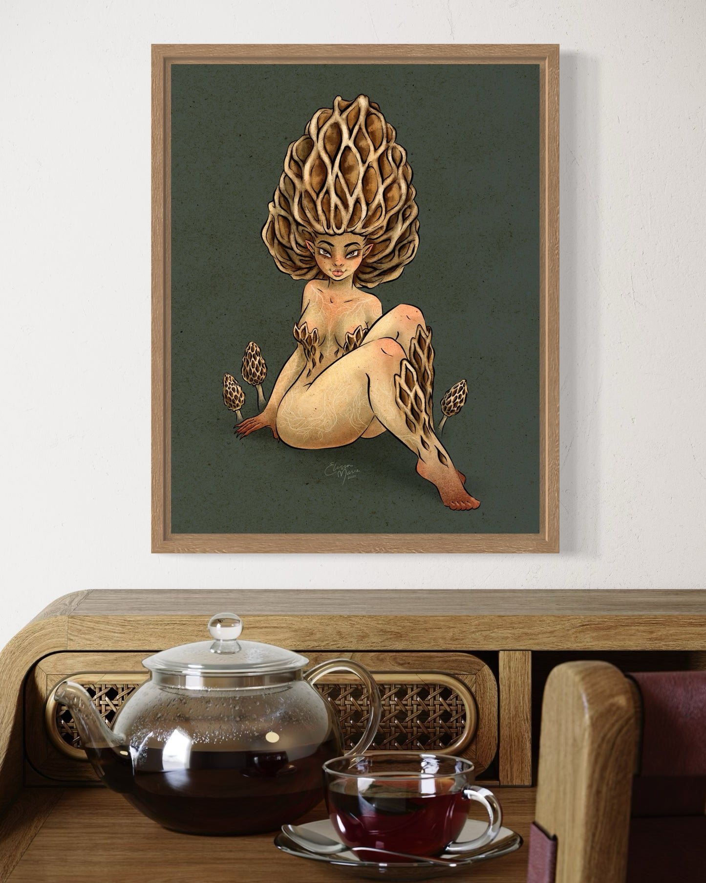 Morel Mushroom Pinup Art Print