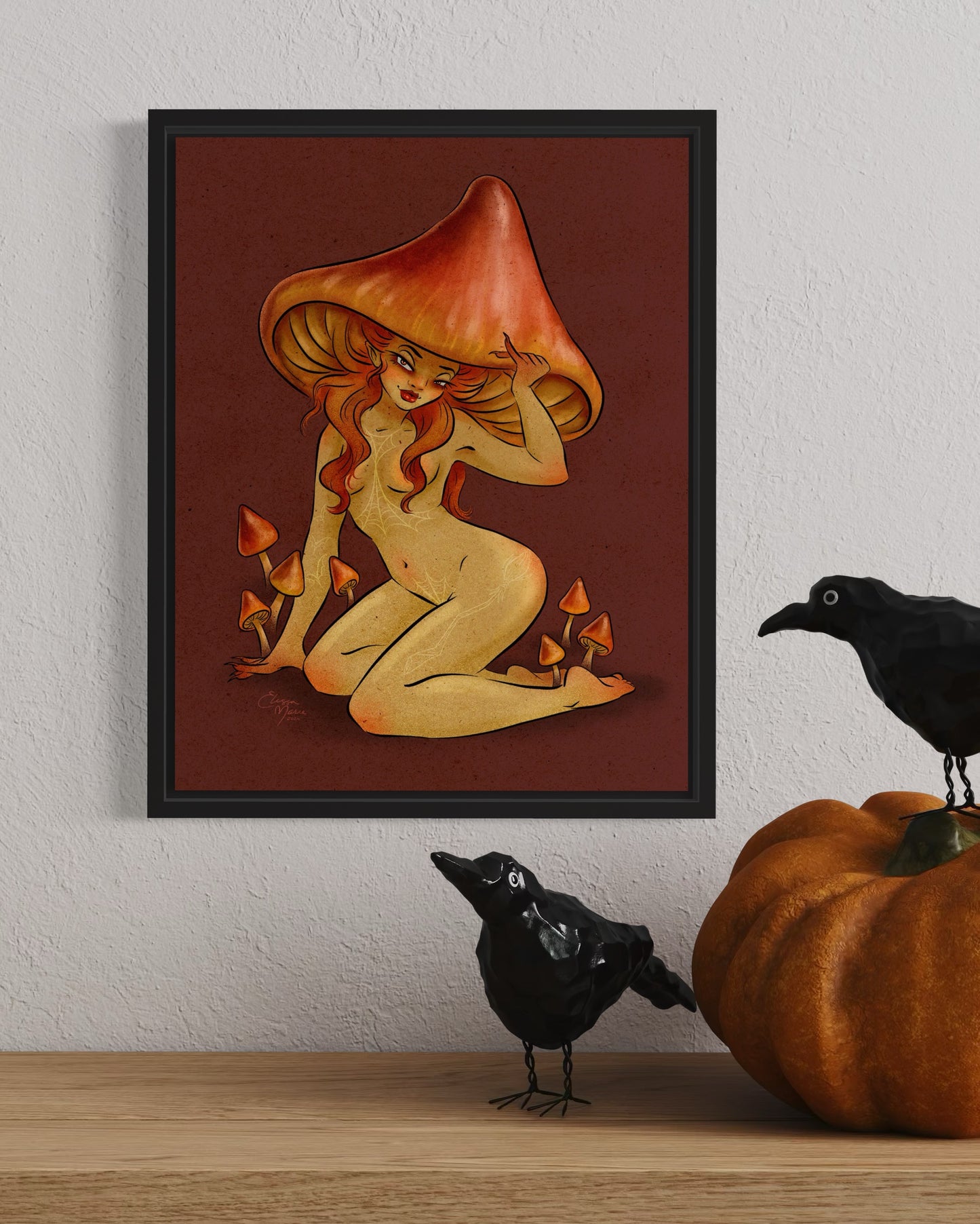 Witch's Hat Mushroom Pinup Art Print