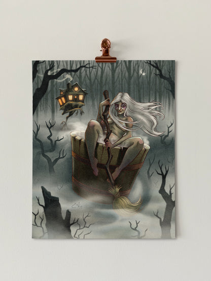 Baba Yaga Pinup Art Print