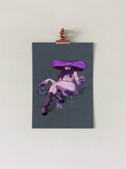 Amethyst Deceiver Mushroom Pinup Art Print