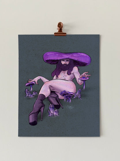 Amethyst Deceiver Mushroom Pinup Art Print