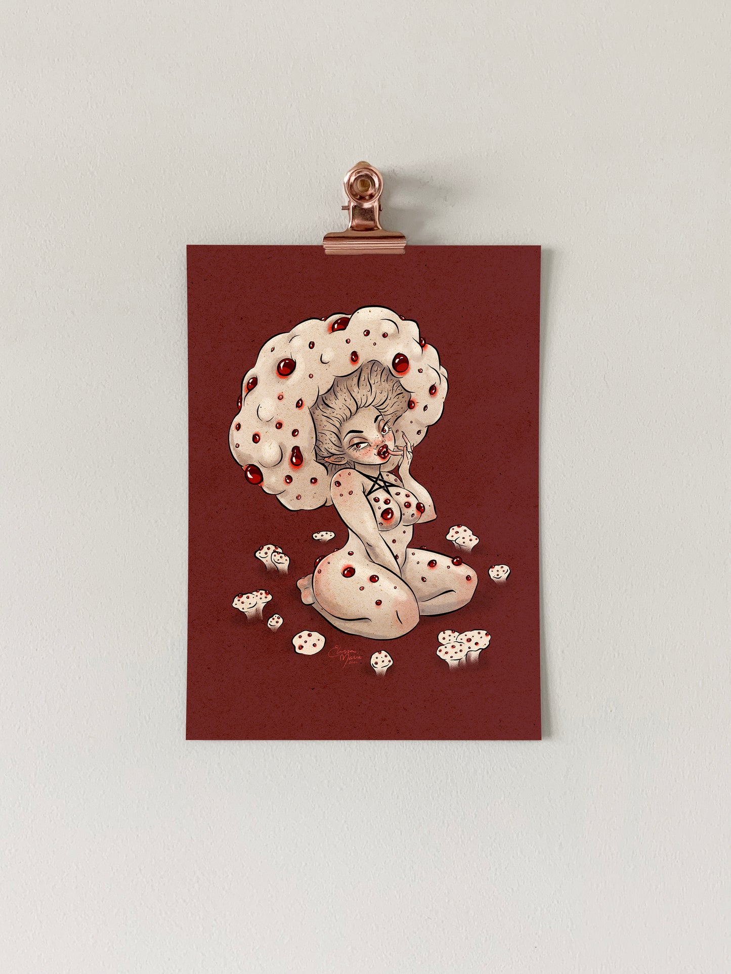 Devil's Tooth Mushroom Pinup Art Print