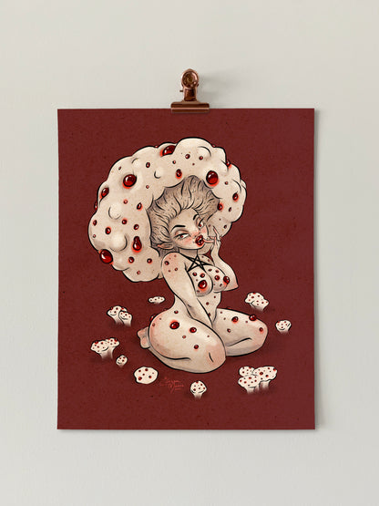 Devil's Tooth Mushroom Pinup Art Print