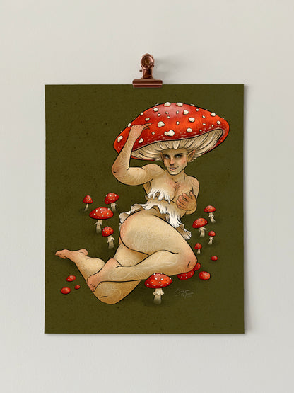 Fly Agaric Mushroom Pinup Art Print