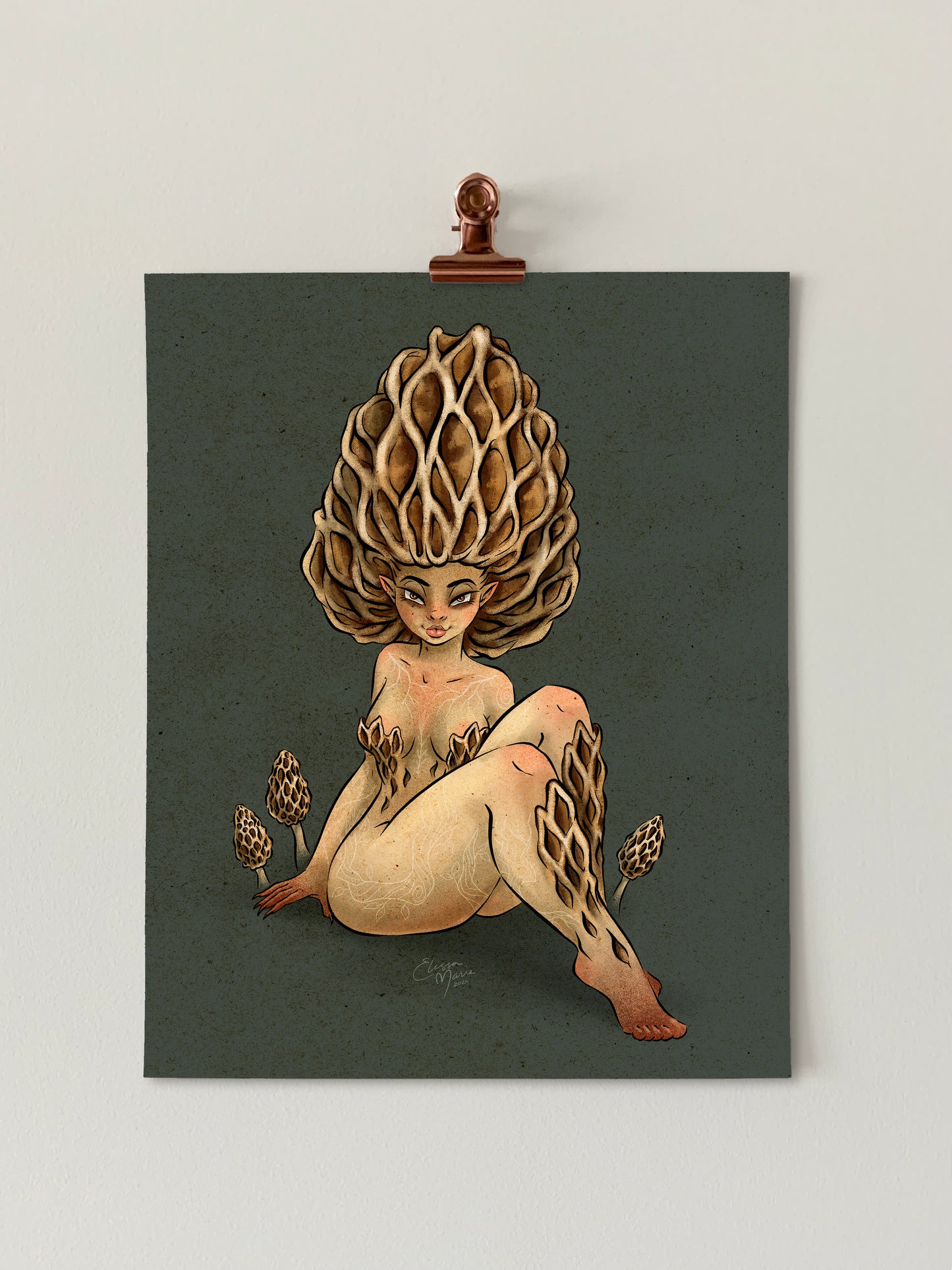 Morel Mushroom Pinup Art Print