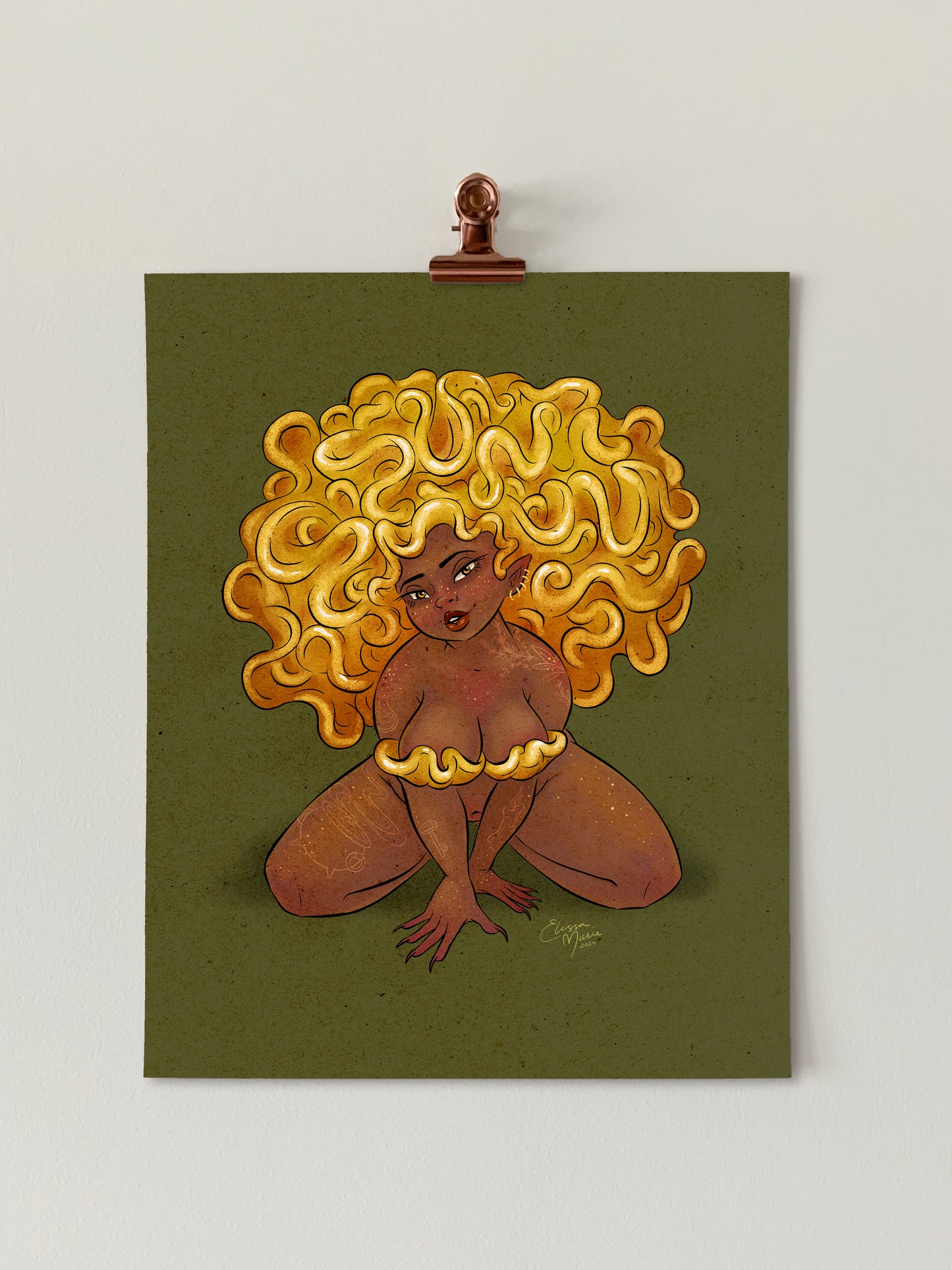 Witch's Butter Mushroom Pinup Art Print