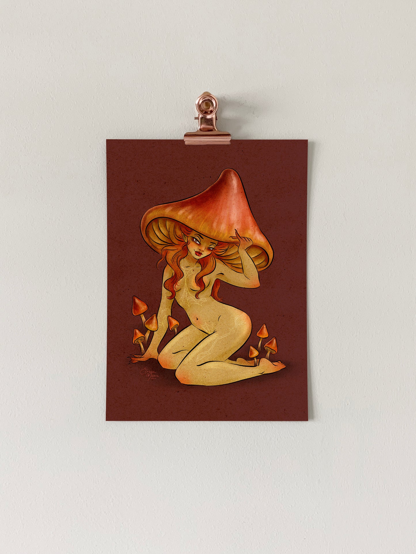 Witch's Hat Mushroom Pinup Art Print