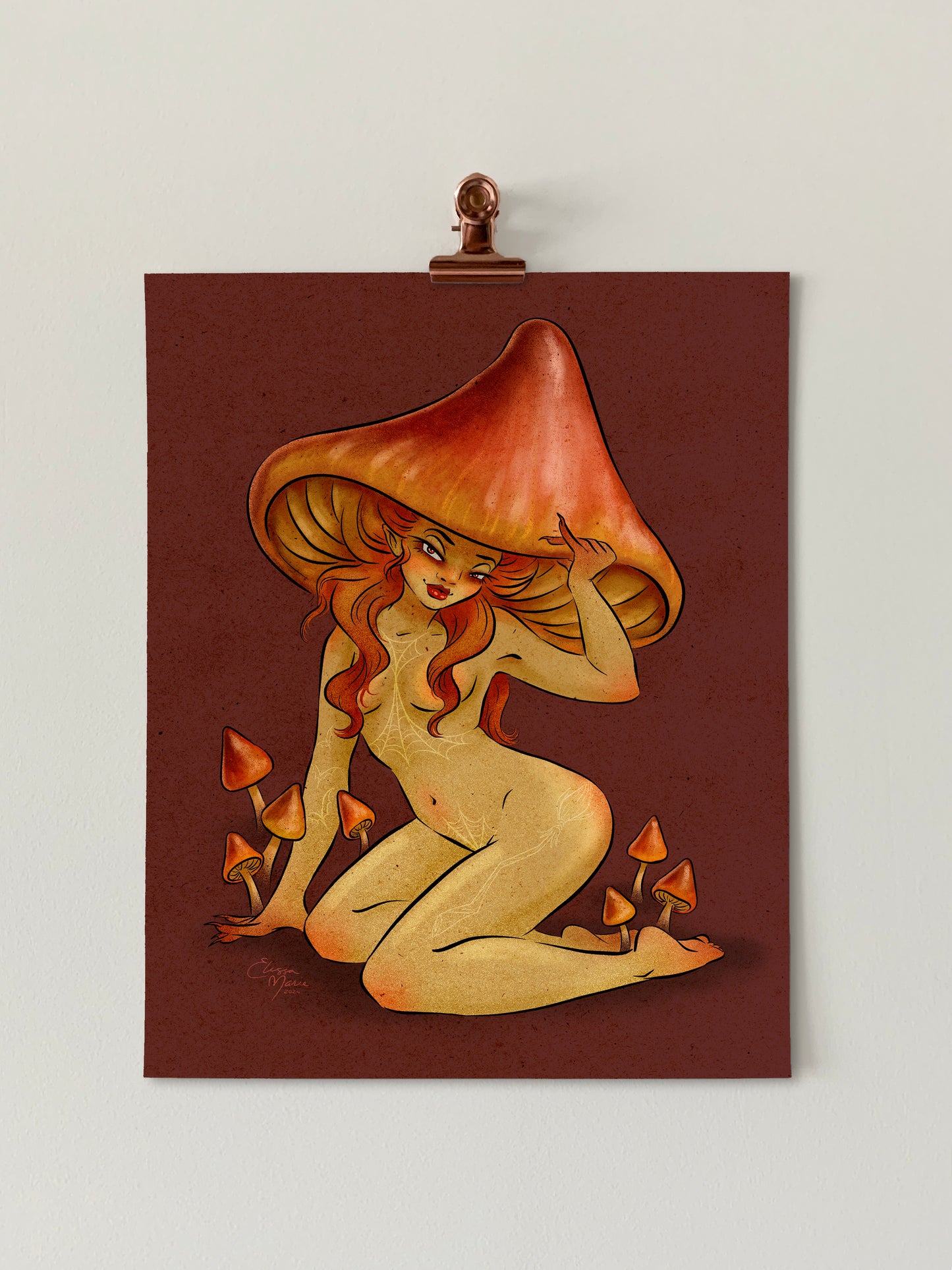 Witch's Hat Mushroom Pinup Art Print